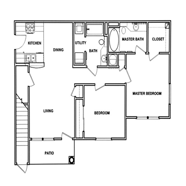 Floor plan of 2 bedroom downstair apartment