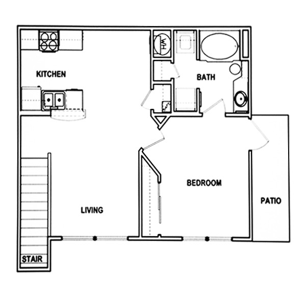 floor plan of junior one bedroom apartment